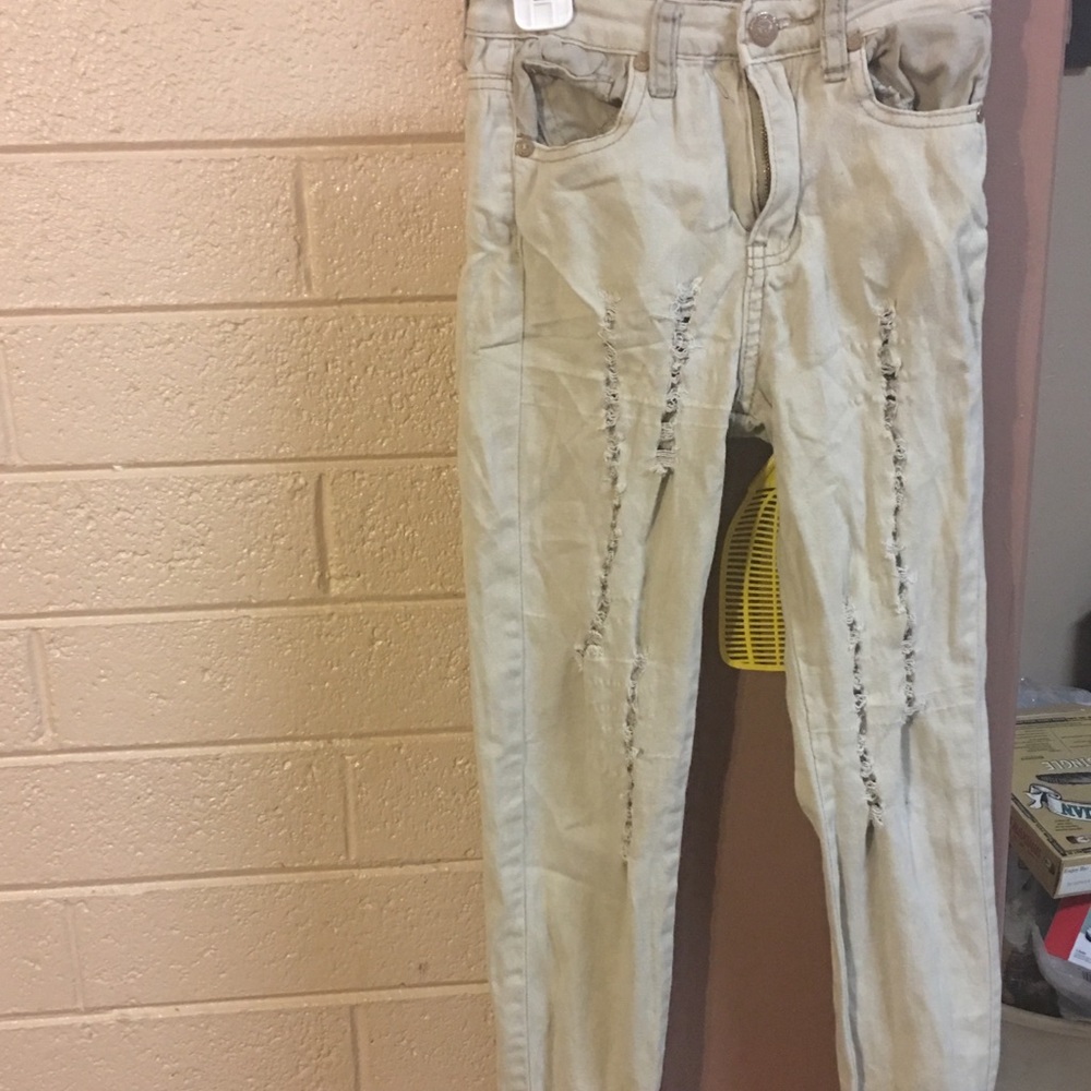 AQ Distressed 🌺 Beige Jeans